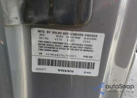 2006 Volvo C70 T5/T5 M из США, поврежденный, VIN YV1MC68276J005971